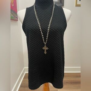 Eri + Ali Black Jacquard Turtleneck Top size Medium